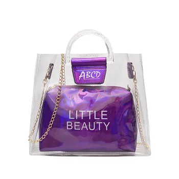 

Fashion Handbags Lady Transparent Jelly Letter Wild Chain Shoulder Bag Messenger Bags Bolsas De Mujer