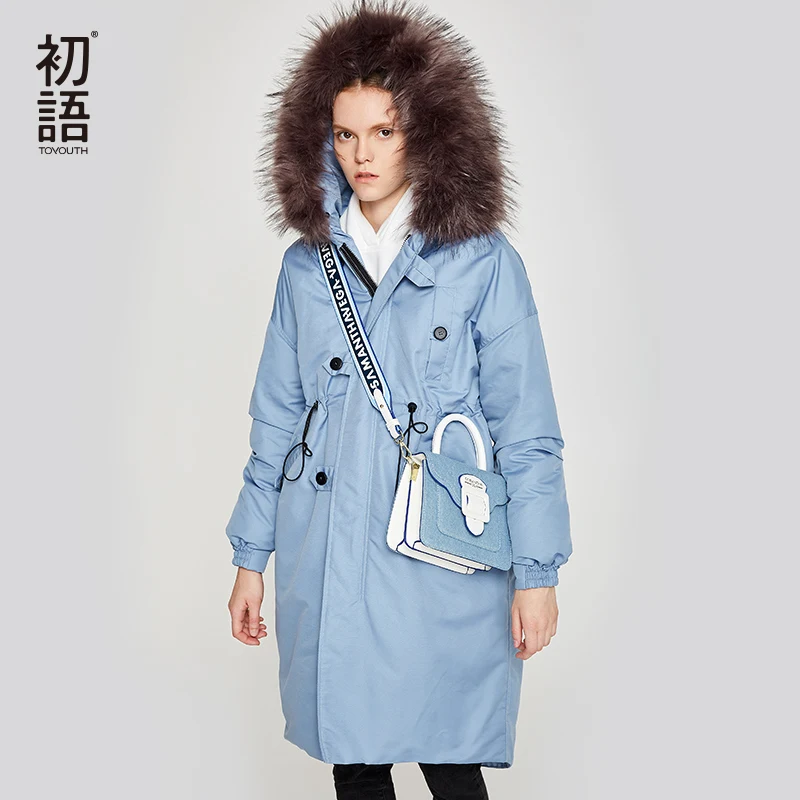 Koop Toyouth vrouwen Donsjack Winter Vrouwelijke Jas Thicking Fur Hooded Oversize Parka Jas Lange 90% Uitloper Witte Eendendons jas