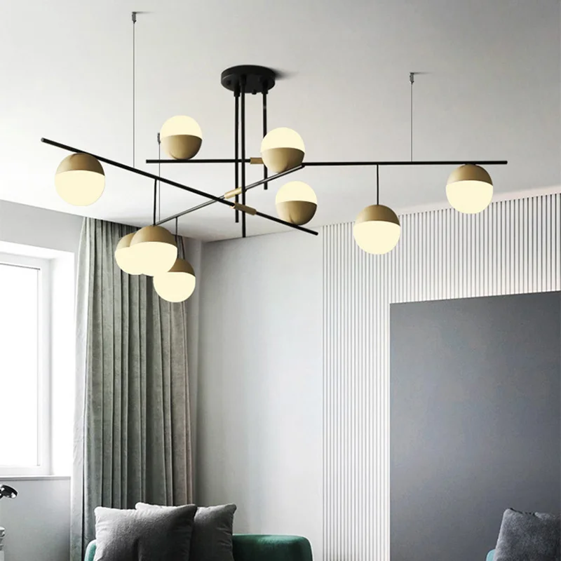 

Postmodern Luxury Pendant Lights Designer Nut Light Villa Dinning Glass Ball Pendant Lamps for Living Room Bedroom