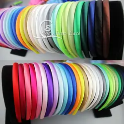 30 шт./лот атлас покрыты смолистые Hairbands, 29 твердого Цвета атласная DIY лента для волос, 10 мм Атлас ободки на голову