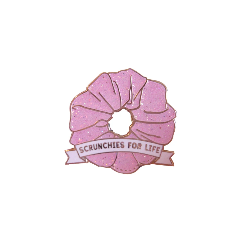

scrunchie pin pink badge