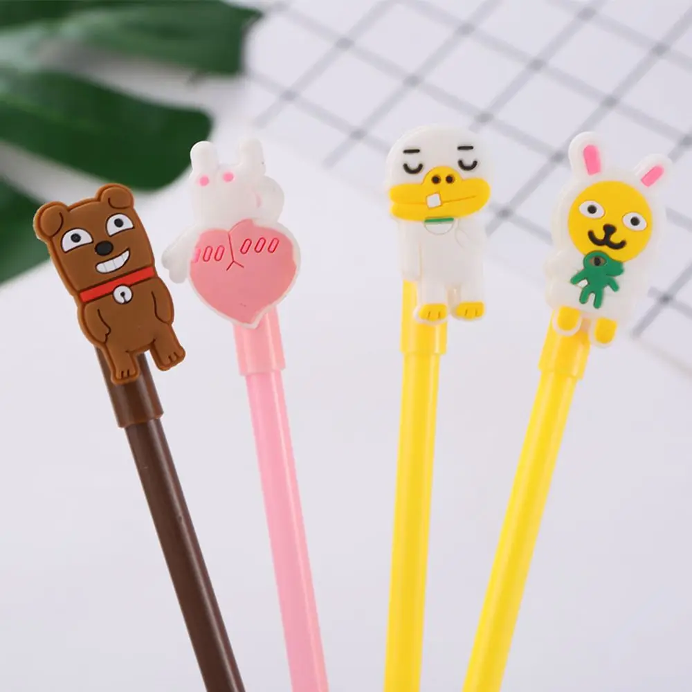 

1pc Creative cartoon dog rabbit lion cat peach duck germination Gel pen 0.5MM pen student stationery writing tools black pen