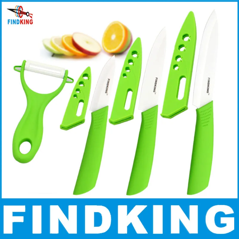 Красота подарки циркония керамический набор кухонных ножей " 4" " дюймов+ Овощечистка+ крышки - Цвет: green