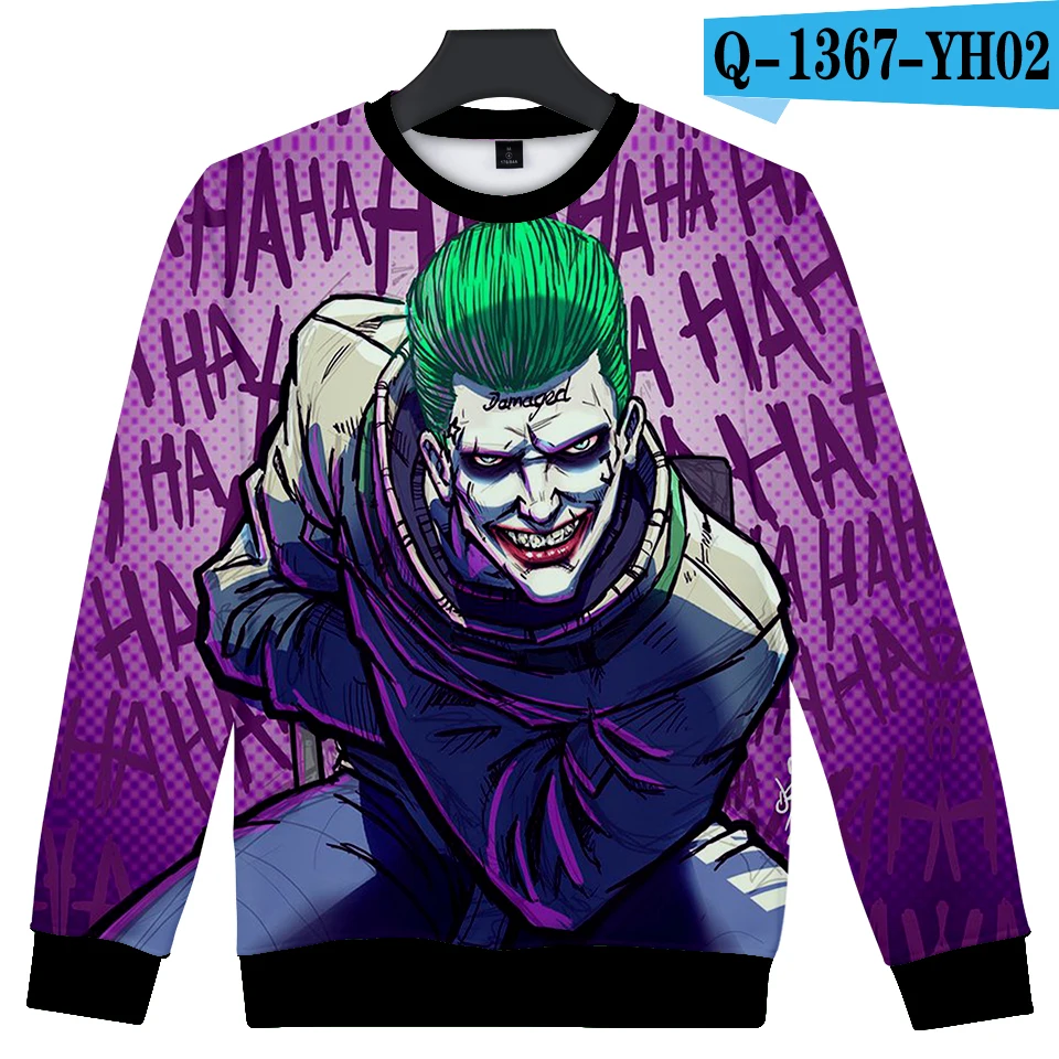 haha joker Bastard Great villain long-sleeved sweater with jeans game popular casual wear loose new loose - Цвет: Небесно-голубой