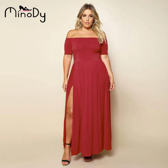 Brown Floor Length Plus Size Dress