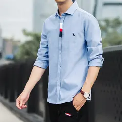 Dudalina Мода 2017 г. бренд Повседневное Для мужчин рубашка Мужской Хорошее качество рубашки Для мужчин с длинным рукавом рубашка с вышивкой camisa