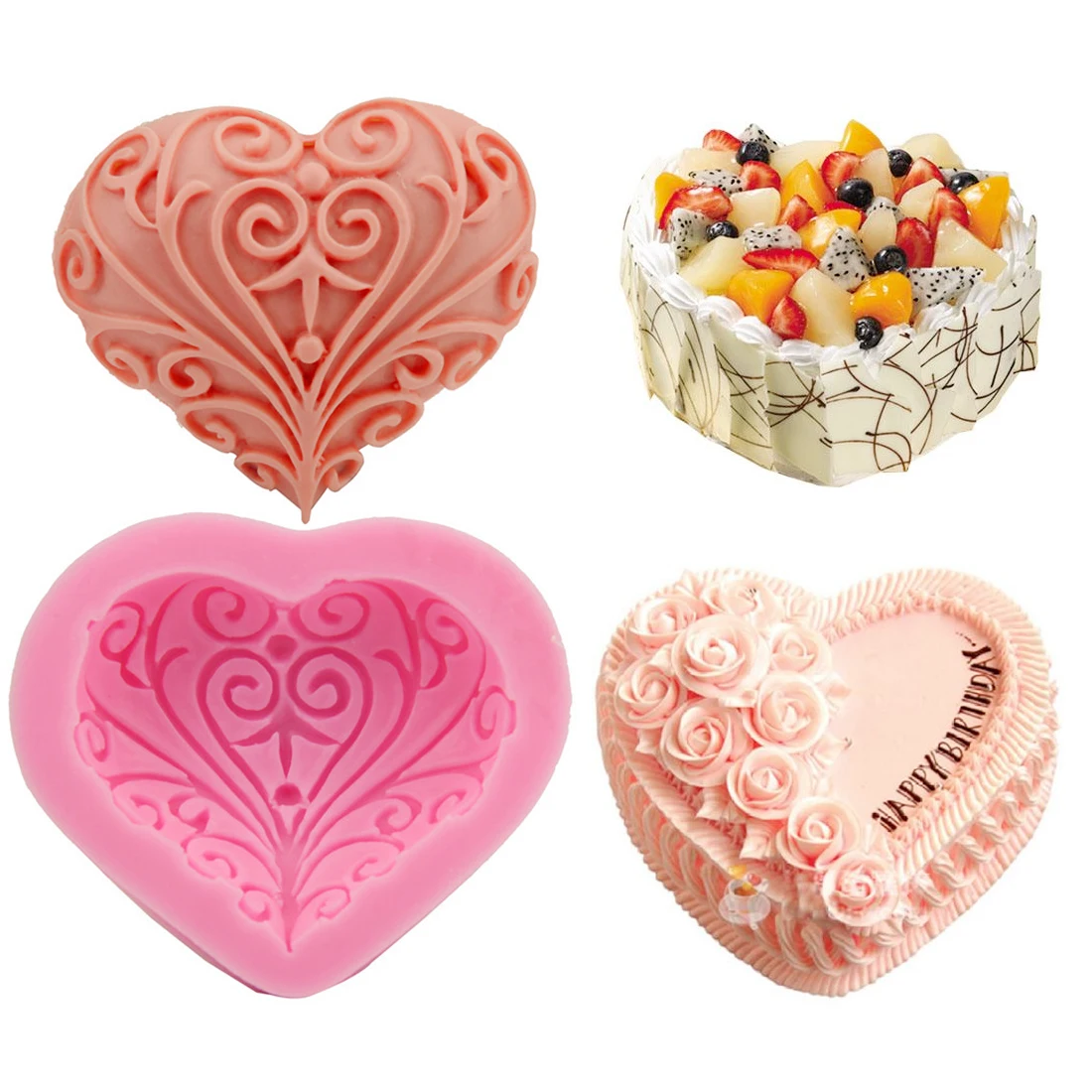 Buy Wedding 1PC Silicone Cake Mold Heart Shape Bread