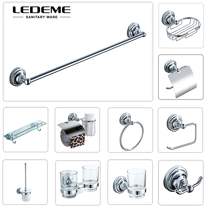 

LEDEME bath hardware set bathroom towel bar rack ring accessory paper holder door hook soap dish cup holder toilet brush holder