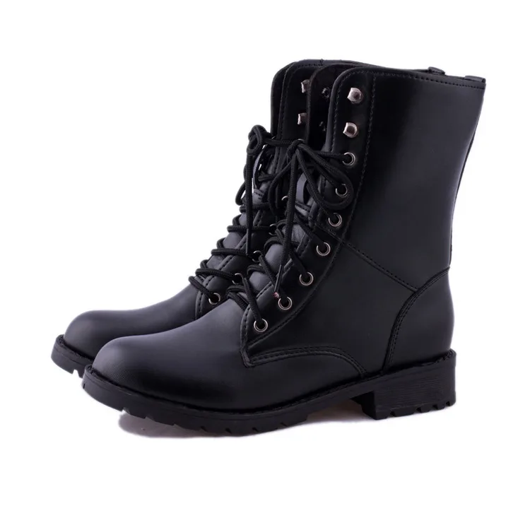 Новое поступление; армейские ботинки; женские мотоциклетные ботинки в готическом стиле; ботинки в стиле панк; женская обувь; Размеры 35-42 - Цвет: Черный