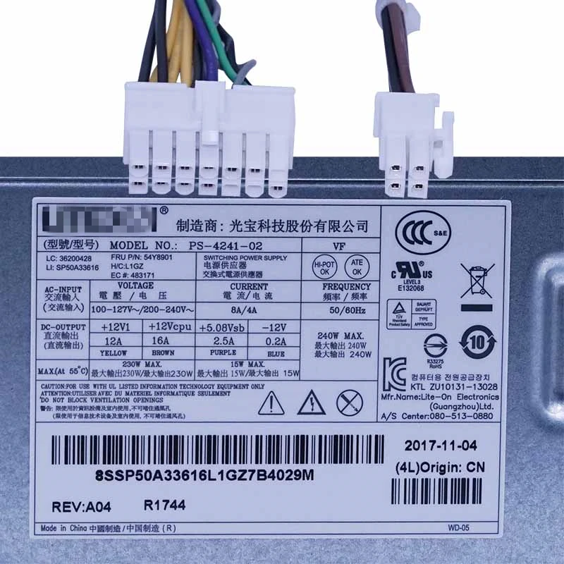 Блок питания для lenovo TFX M82 4550 E31 72 73 H3050 Q77 B75 Q75 A75 Питание PS-4241-02/01/03 HK340-72FP PCB020 FSP240-40SBV