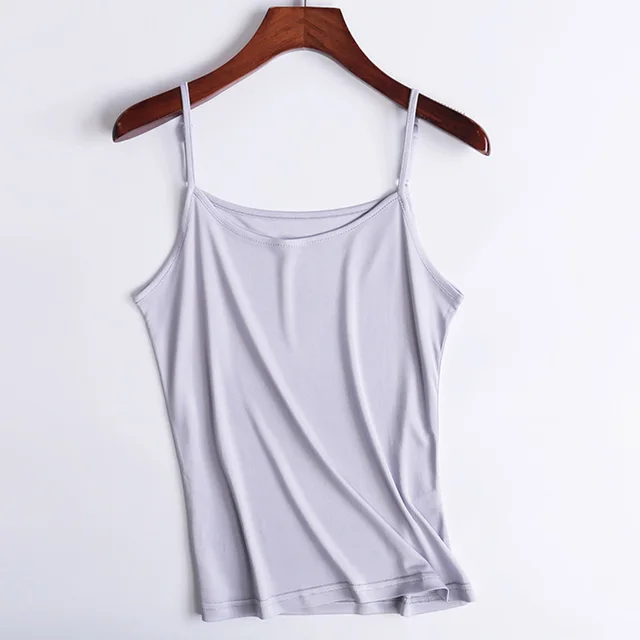 SUYADREAM Women silk Camis Real Silk Bottoming Camisoles Comfortable Silk Tank tops 2022 Spring Summer Camis Silver