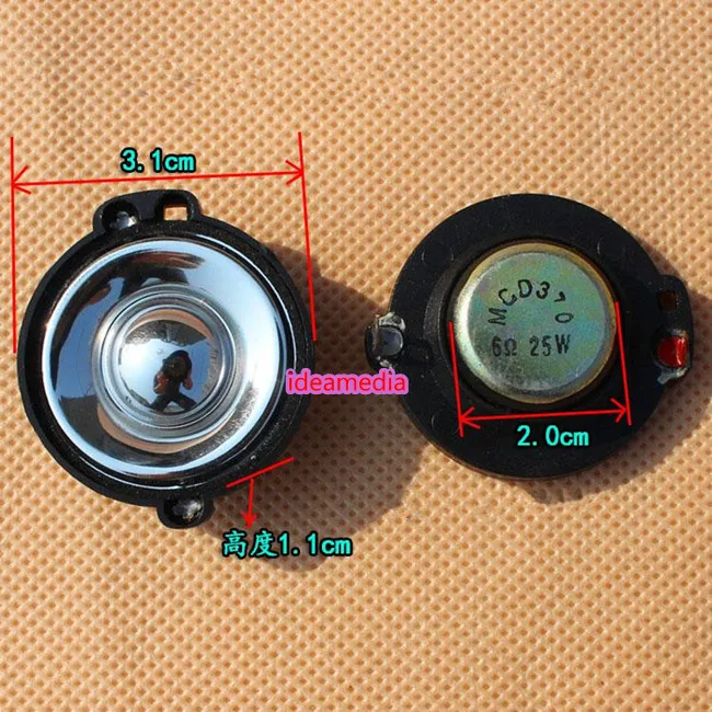 2 шт. 1,25 дюймов твитер Аудио Громкий динамик s 6Ohm 25 Вт Магнитная температура звуковая колонка аксессуары встроенный титановая пленка ВЧ динамик