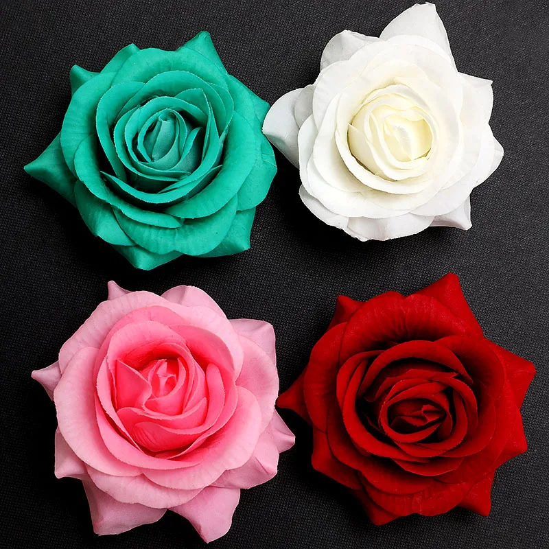 10x Искусственные цветы розы, шелковые цветы, свадебные украшения на День святого Валентина, 7 см, белые/красные/розовые/зеленые цветочные головки
