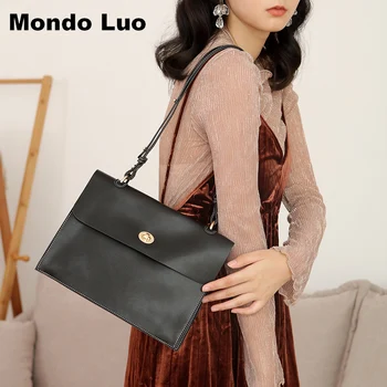 

2019 Women Large Capacity Fashion Solid Color Shoulder Bag Genuine Leather Women Handbags