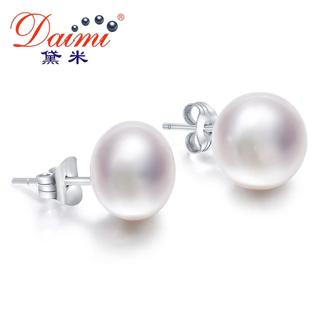 Daimi White Pearl Earrings Elegant 925 Solid Silver Stud Daimi White Pearl Earrings Elegant 925 Solid Silver Stud Simple All Size