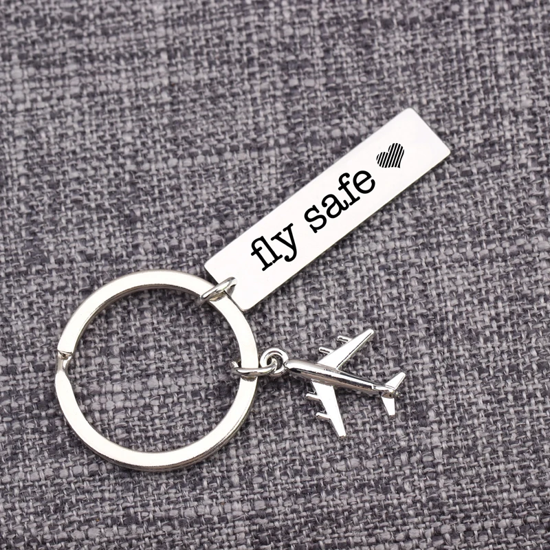 

Creative Fly Safe with Heart Keychain Aviation Travels Pilot Keychain Keyring Air Plane gift for flight staff airline worker