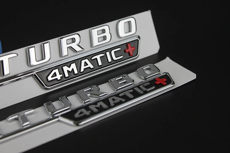 Emblema para Mercedes Matic + Turbo Estilo do Carro Carta Benz Biturbo 4 Matic Fender Logotipo Adesivo Cromo Preto Vermelho Amg V12biturbo v8 6 Automóveis e motos