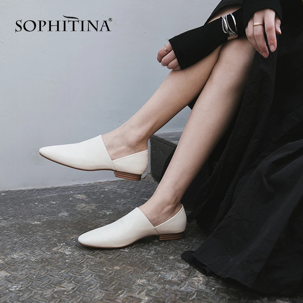 

SOPHITINA Casual Women's Flats Design Fashion Shallow High Quality Genuine Leather Shoes Handmade Round Toe Slip-on Flats SO97