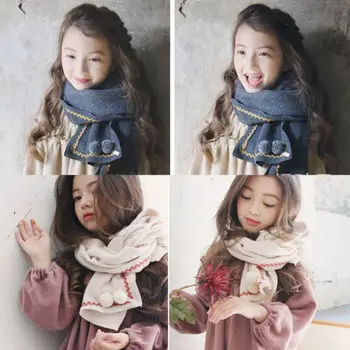 

Princess Kids Baby Boy Girl Floral Winter Warm Knitted Scarf Toddler Cotton Poncho Long Neck Warp Scarves Shawl Neckerchief