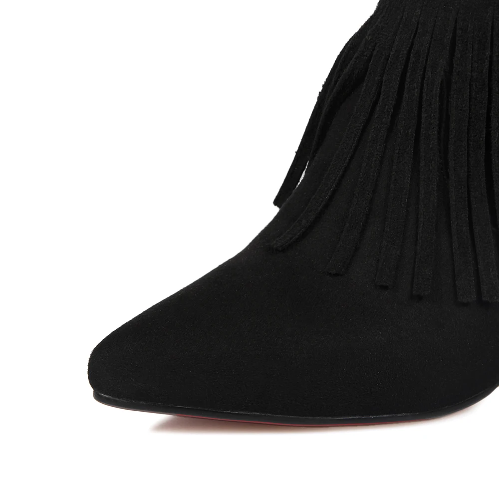 Frauen Martin Stiefel Quaste Spitz Größe Schuhe Schwarzes Heels Große 43 Neue Stiefeletten 34 Damen gelb High Reißverschluss S8xEqpEw5