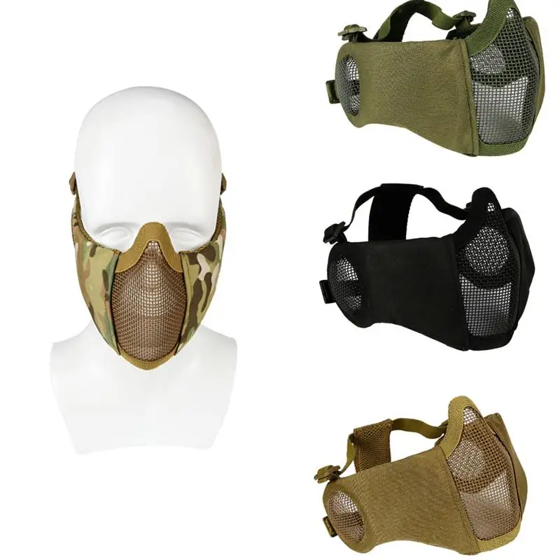  Tactical Airsoft and Paintball CS Foldable Half Face Low-carbon Steel Mesh Military Style Comfortab