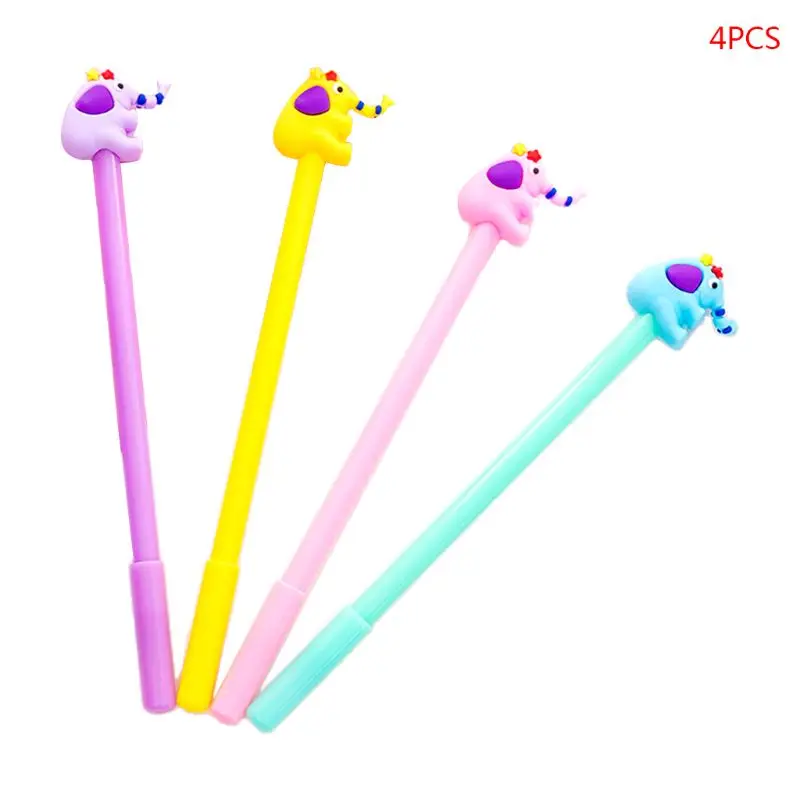 4pcs 0.5mm Kawaii Elephant Gel Pen Signature Neutral Pens Stationery Student Writing Tool School Office Supplies Novelty Kids Gi
