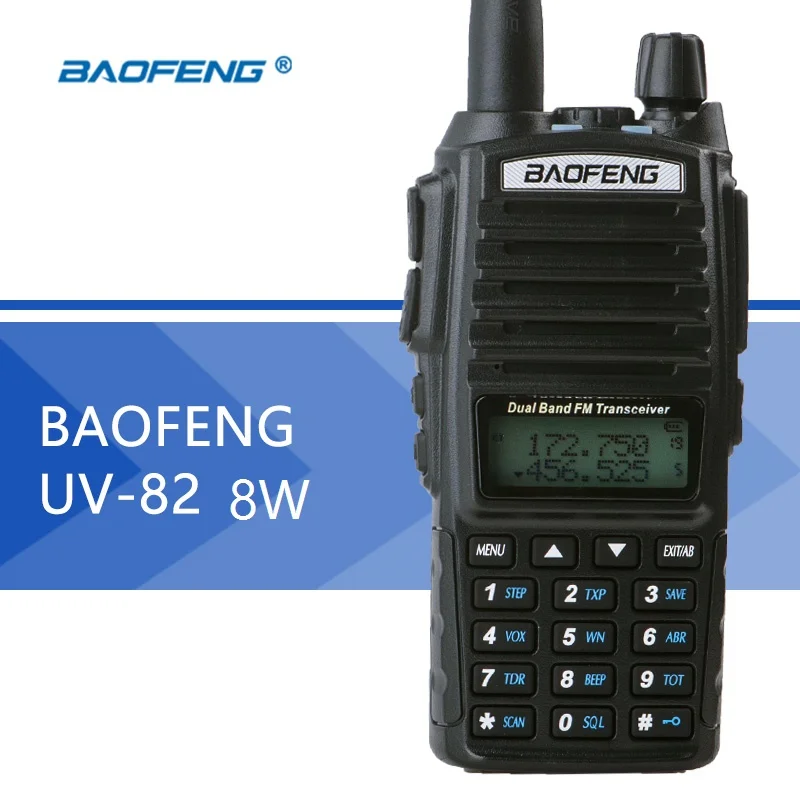 Baofeng UV-82 8 Вт портативная рация двойной PTT Высокая мощность двухстороннее радио 128CH VOX фонарик радиостанции Ham портативный fm-приемопередатчик