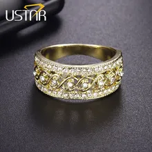 USTAR Hollow out CZ Crystals Wedding Rings for women Finger Engagement Rings Female jewelry Accessories Anel USTAR Hollow out CZ Crystals Wedding Rings for women Finger Engagement Rings Female jewelry Accessories Anel