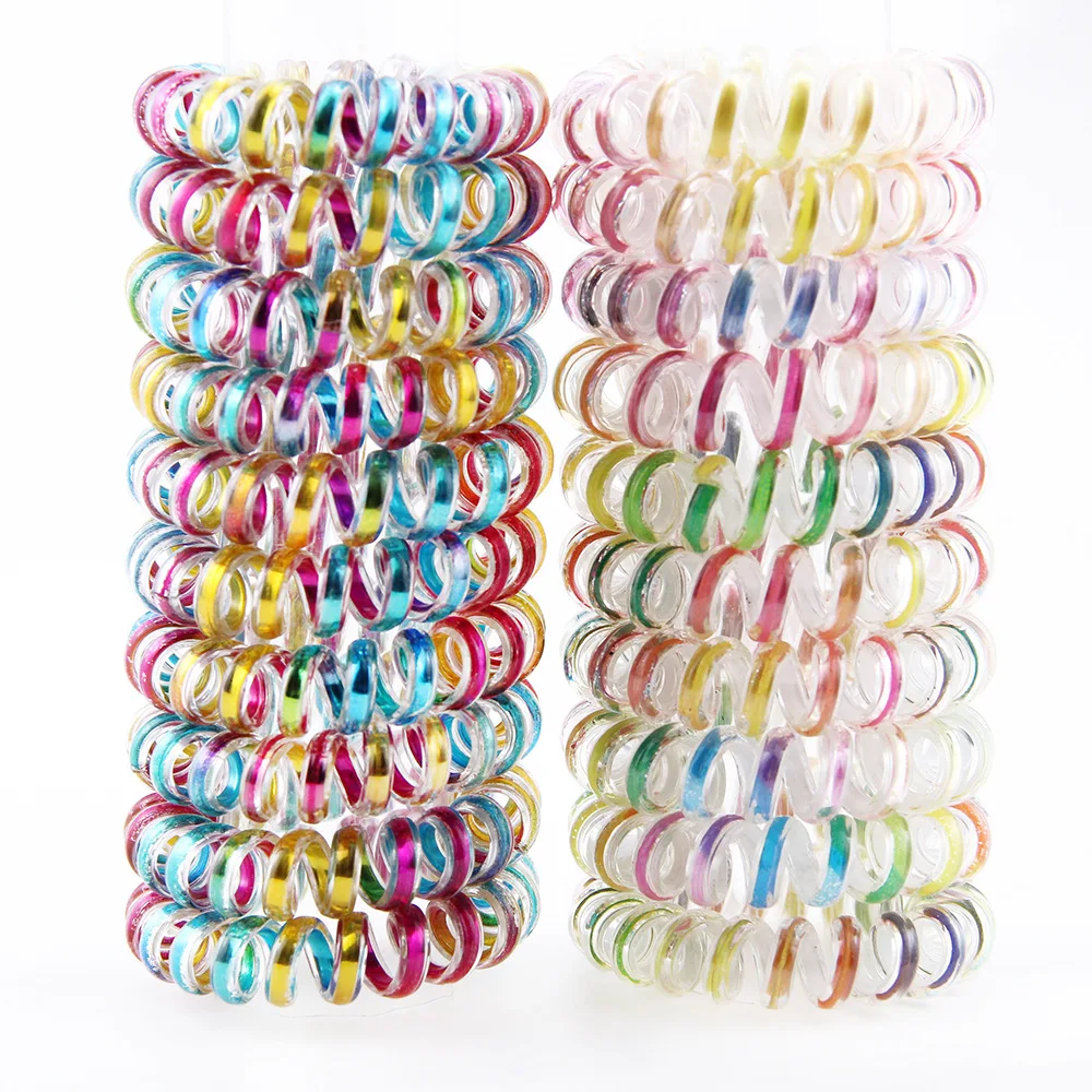 

20Pcs Kids Gradient Candy Color Headband Elastic Hair Bands Spiral Shape Hair Ties Telephone Wire Line Hair Accessories for Girl