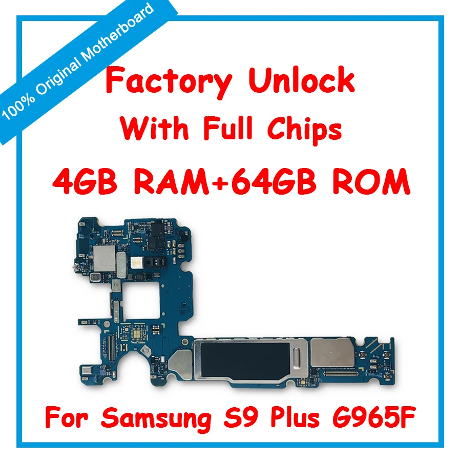 

For Samsung Galaxy S9 Plus G965F G965FD G965U G960F G960FD G960U,Original Motherboard Unlock MainBoard With Chips 100% Tested