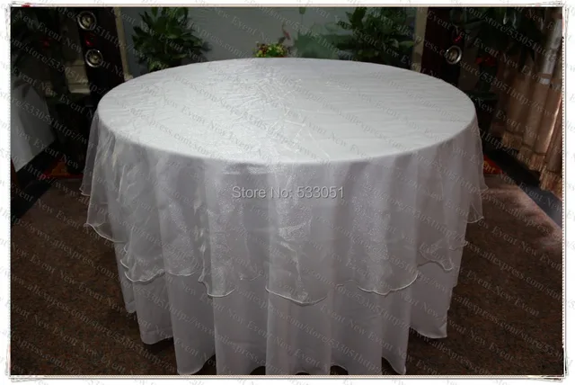 275cm Round No 13 White Color Organza Table Overlay Cover 275cm Round No 13 White Color Organza Table Overlay Cover Tablecloth For