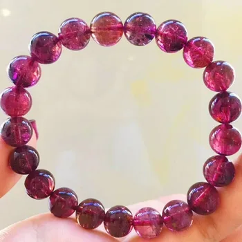 

Genuine 8.8mm Red Natural Tourmaline Bracelets For Women Female Stretch Round Bead Crystal Bracelet AAAAA Certificate
