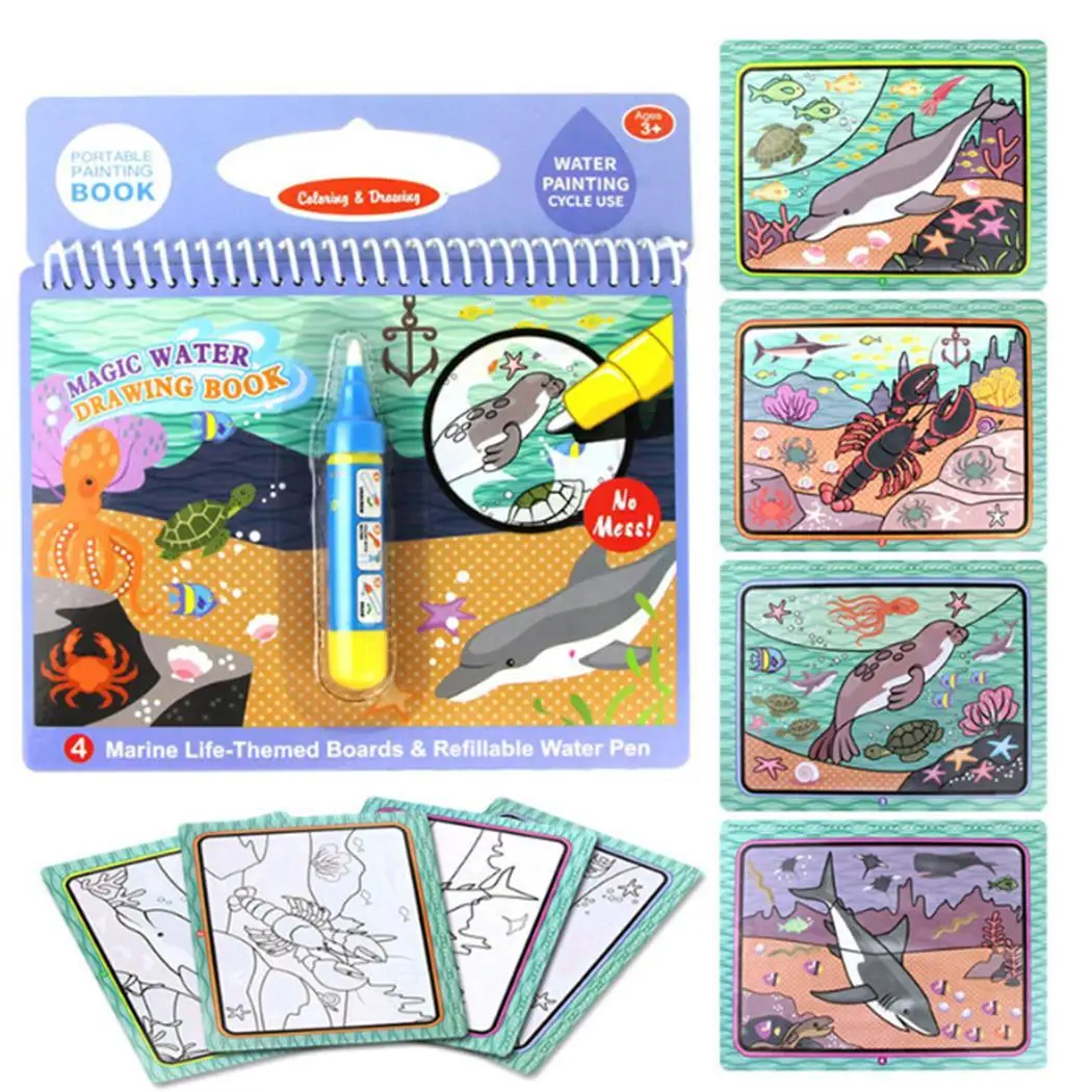 Волшебная книга для рисования воды, книга-раскраска, каракули и волшебная ручка, доска для рисования, для детей, игрушки, подарок на день рождения