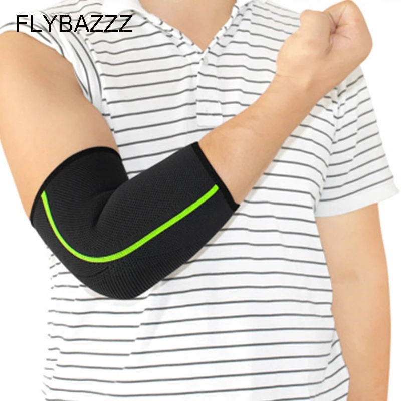 FLYBAZZZ 1 قطع دعامة كوع كم الكوع حامي الاثقال الكرة الطائرة التنس الذراع هدفين المرفقين منصات كرة السلة تشغيل سادة