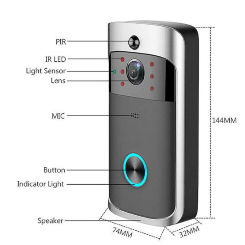  Smart Video Wireless WiFi Door Bell IR Visual Camera Record Full HD Wireless Camera CCTV WiFi Home  - 32925798232