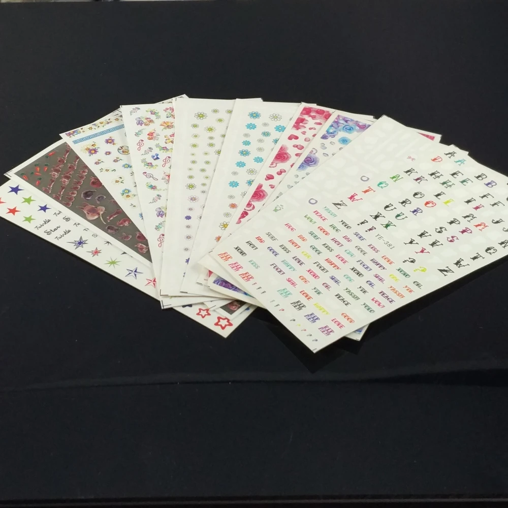 

10 PCS NAIL ART BEAUTY WATER STICKER DECAL SLIDER TATTOO FLOWERS STARS ANGEL PETALS RABBIT LETTER ALPHABETS YEQC31-40