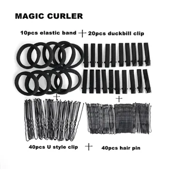 

Kemei 40Pcs U Shape Barrette 40Pcs Pins 20Pcs Duckbill Clips 10Pcs Elastic Band Makeup Black Invisible Hair Styling Accessory