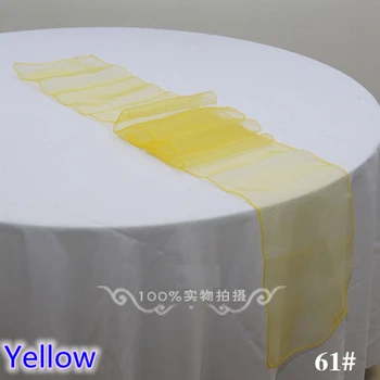 

Yellow colour Organza Table runner Crystal organza table decoration wedding hotel home banquet party tablecloth runner