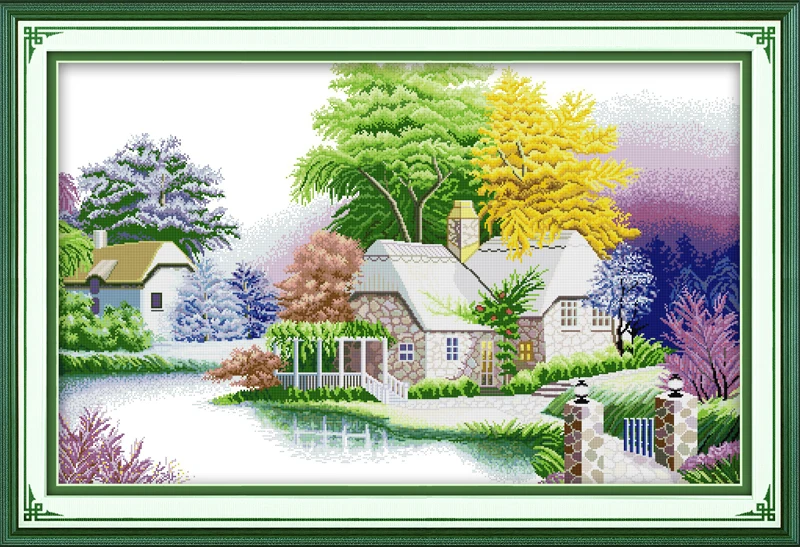 Everlasting love A peaceful cabin китайские наборы для вышивки крестом экологический хлопок с печатью рождественские украшения своими руками для дома