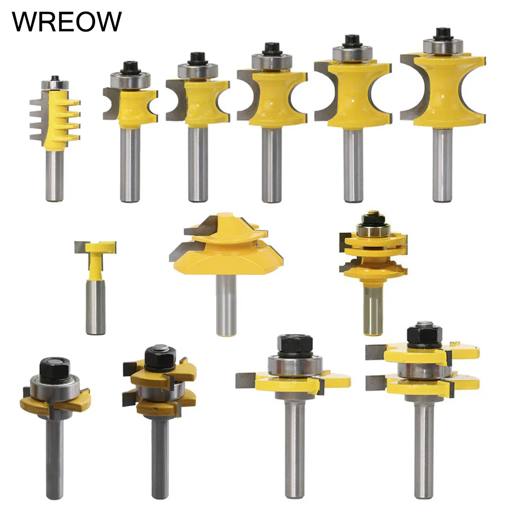 8mm Round Shank Half Round Bit 45° Lock Miter T-slot Tongue Groove Glass Rail Stile Router Bits Woodworking Tool Milling Cutter