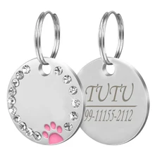 Стиль, анти потеря, для питомцев, собак, кошек, идентификационная бирка, гравировка, лапа внутри, Алмазное украшение для маленьких и больших питомцев, аксессуары для собак и кошек