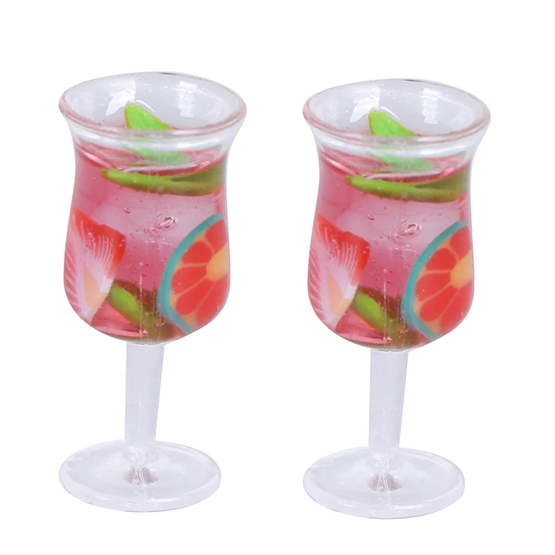 

2Pcs 1:12 Doll House Goblet Cocktail Glass Dollhouse Miniature Dollhouse Accessories Colorful Glass Cup Goblet Bar Drinking