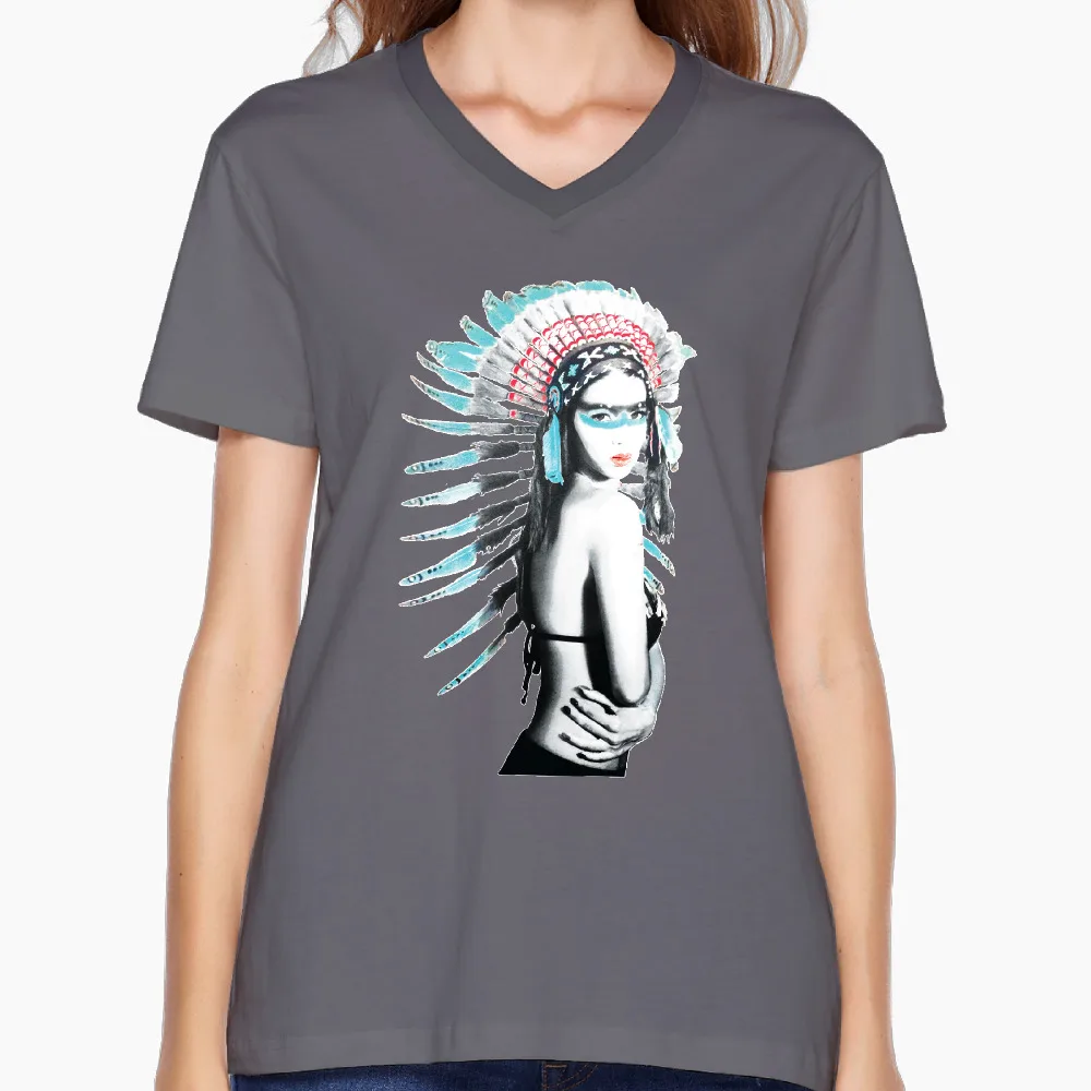 Indian Girl Customized Cotton Printing O Neck Short Sleeve DeepHeather