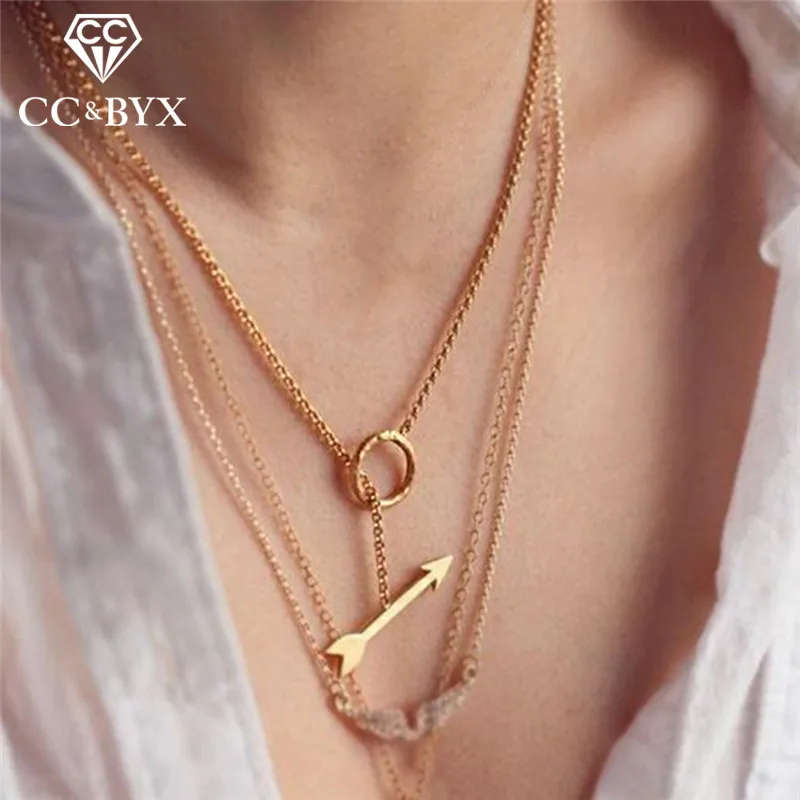 

CC Pure Silver 925 Necklaces Pendants For Women Fashion Jewelry Elegant Arrow Shape Statement Simple Design Accessories CCN313