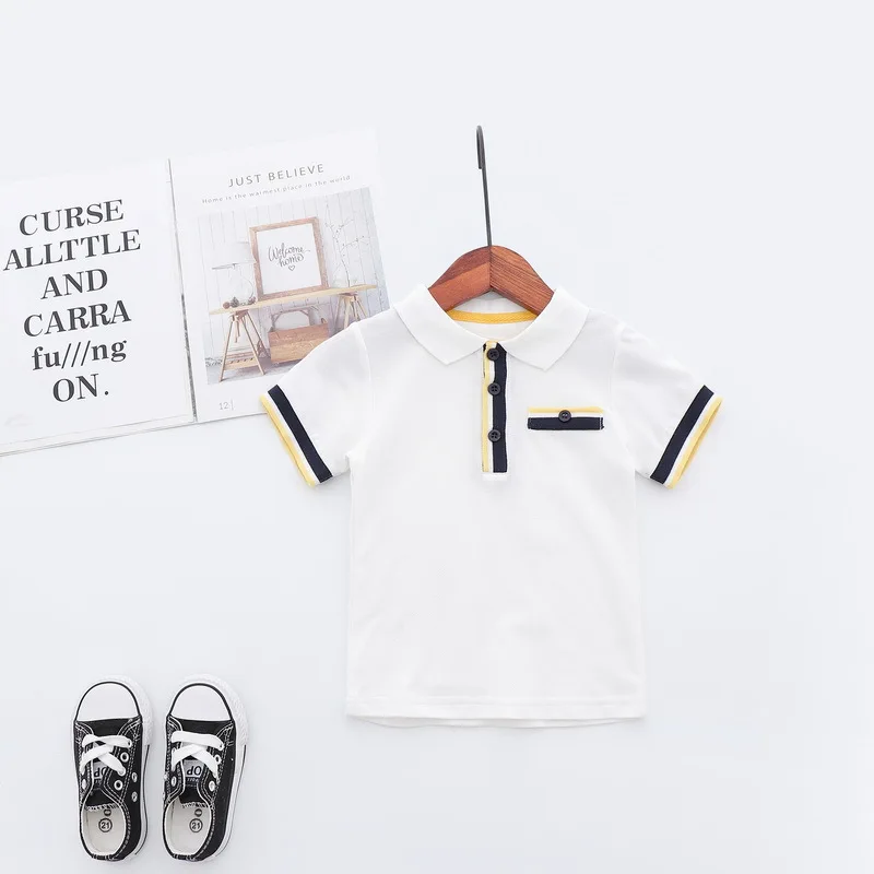 Fashion Summer Cotton Striped Baby Boys Short Sleeved T-shirt Patchwork Children Tees Kids Tops For Age 2-7 Years Old