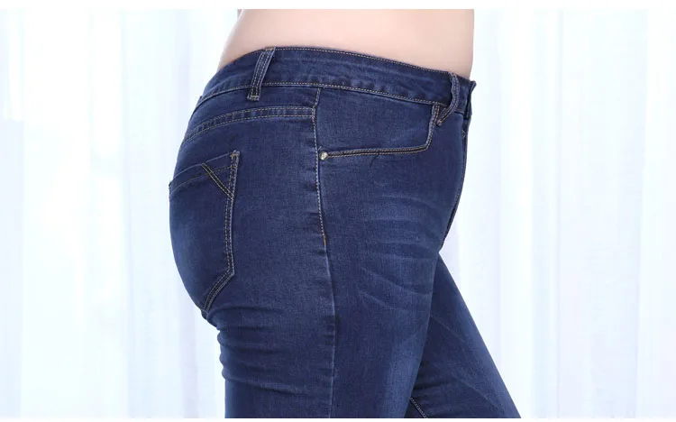 2019 весна осень модный бренд плюс размер джинсы Синий цвет повседневные джинсовые брюки женские узкие джинсовые брюки L-5XL большой размер WICCON