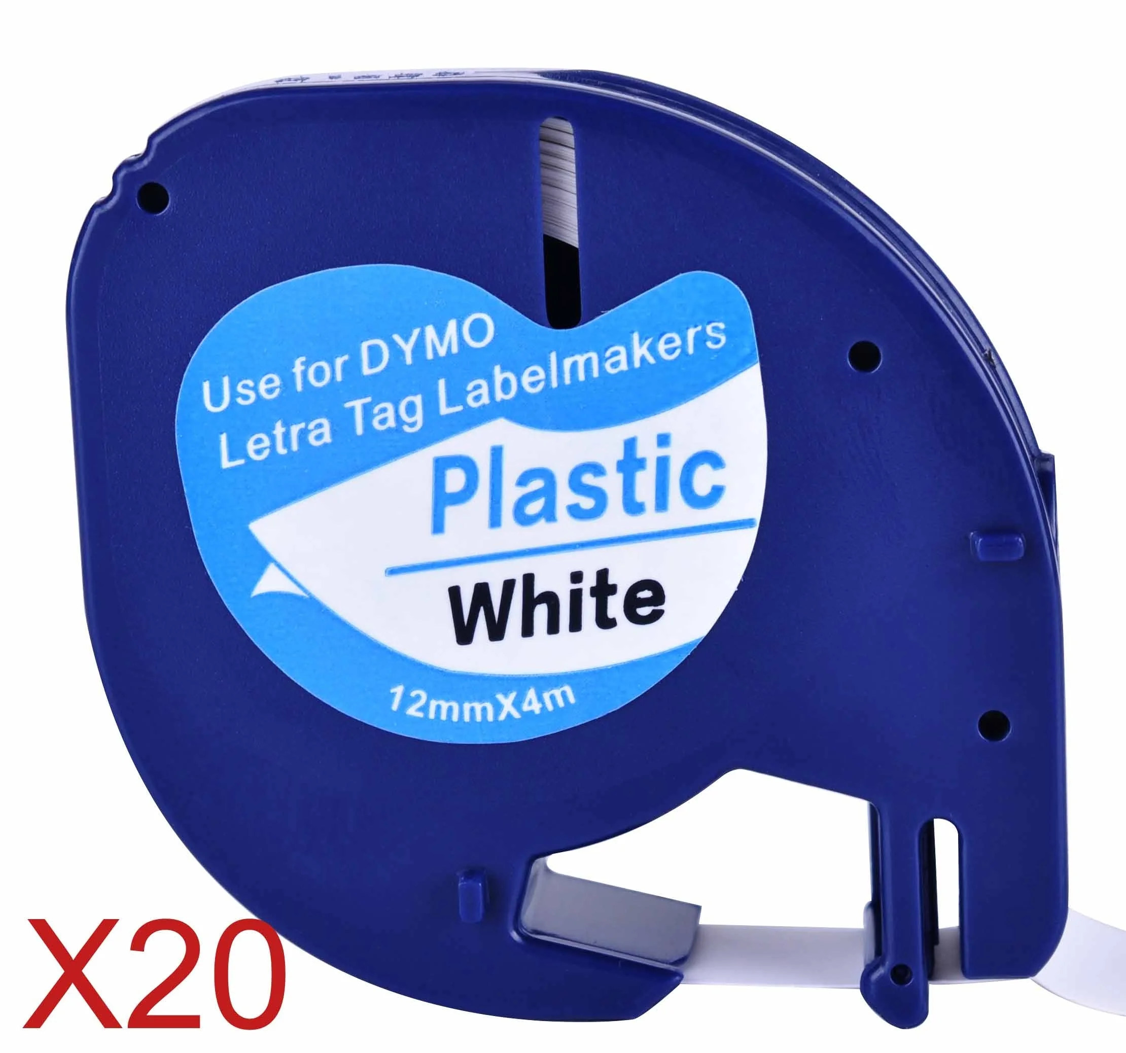 20 совместимый с Dymo LetraTag 91201 черный на белых пластиковых лентах для этикеток LT-100H