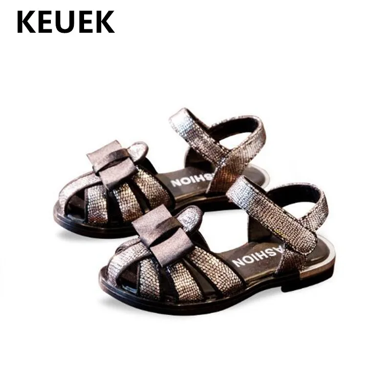 

New Children Summer Baotou sandals Girls Kids Shoes Baby Toddler Soft Leather Student Beach Shoes Princess Sandals 041