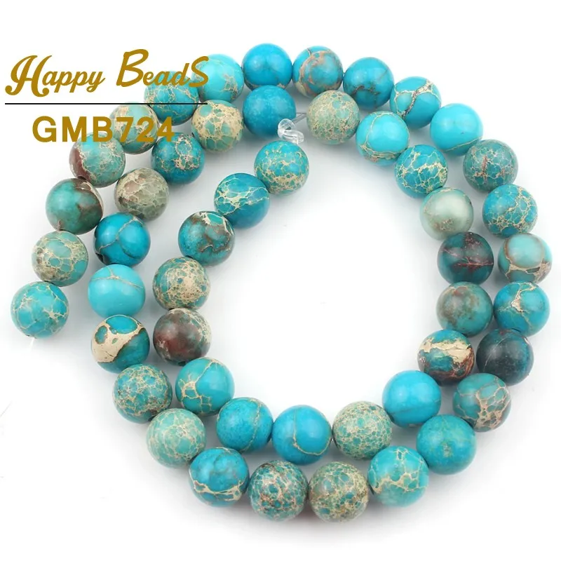 4-12mm Round Frost Green Blue Sea Sediment Stone Beads for Jewelry Making 15/"