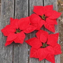 20 шт. рождественские Poinsettia Posy декоративные нетканые ткани искусственные красные цветы рождественские вечерние украшения для дома и нового года